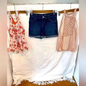 Girls Jean Short and Shirt Combo